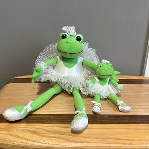 Pair of frog ballerina plush toys